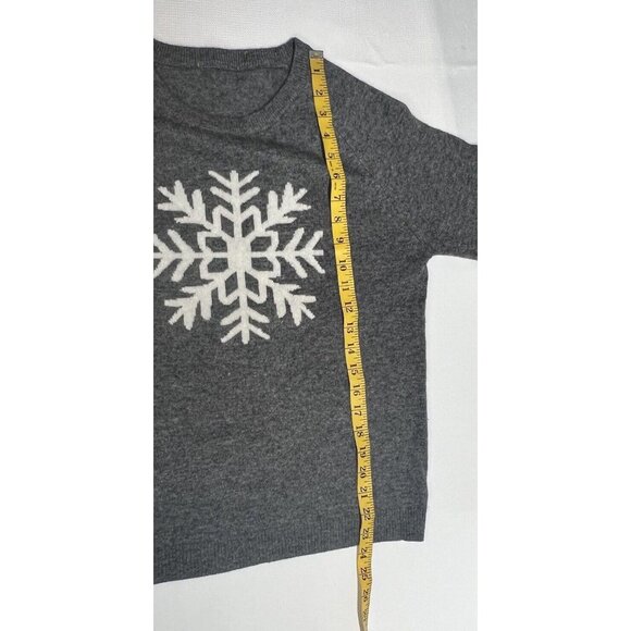Philosophy Cashmere Snowflake Sweater Crew Neck Pullover Sz S Gray Cozy Classic - Picture 6 of 11
